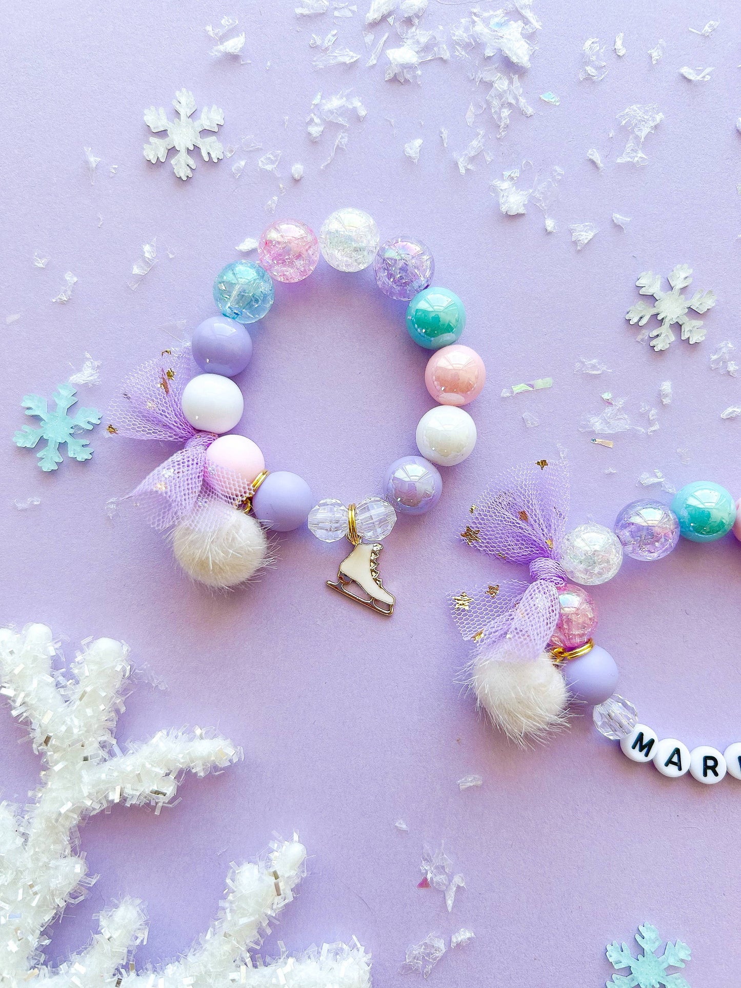 Ice Skate Figure Skater Holiday Winter Kids Charm Bracelet