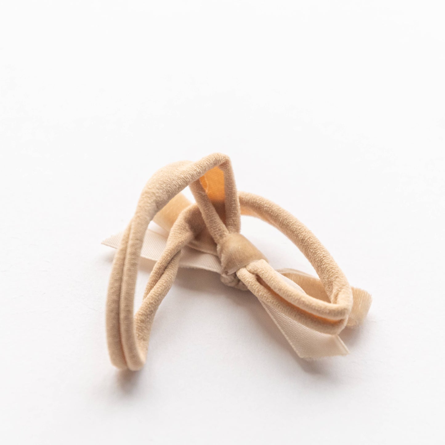 Velvet Bow Elastic Headband | Beige