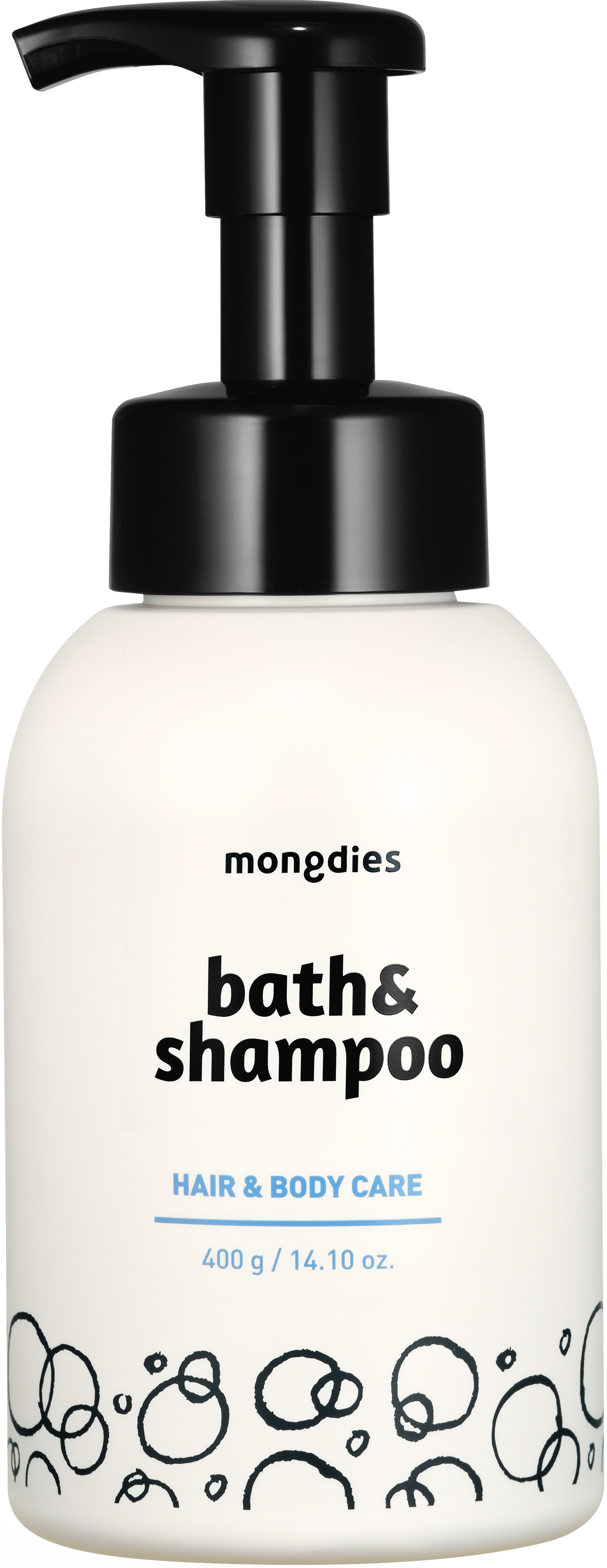 Mongdies Foaming Bath & Shampoo 400g | One-Pump Foam | Zero Rubbing | Tear-Free