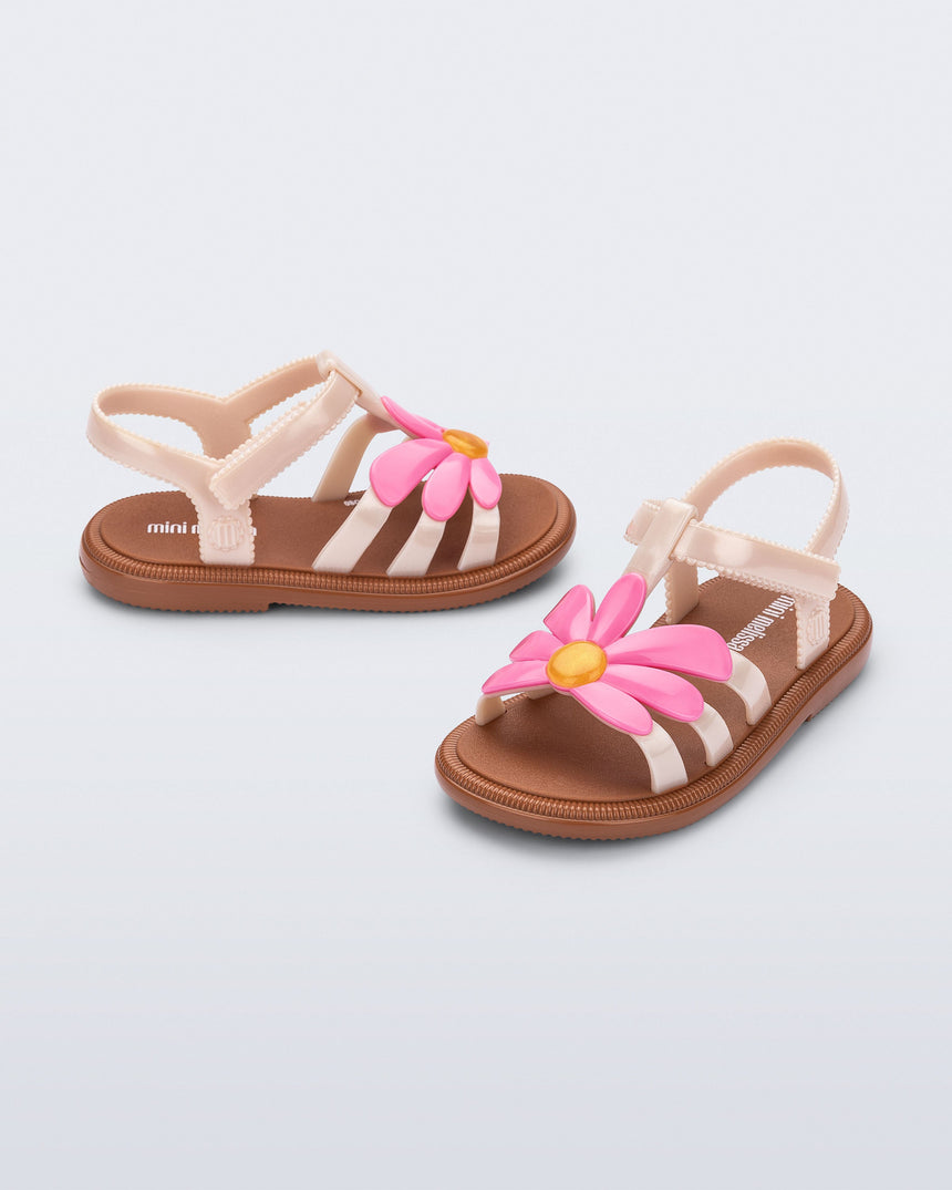 Mini Melissa Hip Bloomy Baby Sandals: Brown/Pink