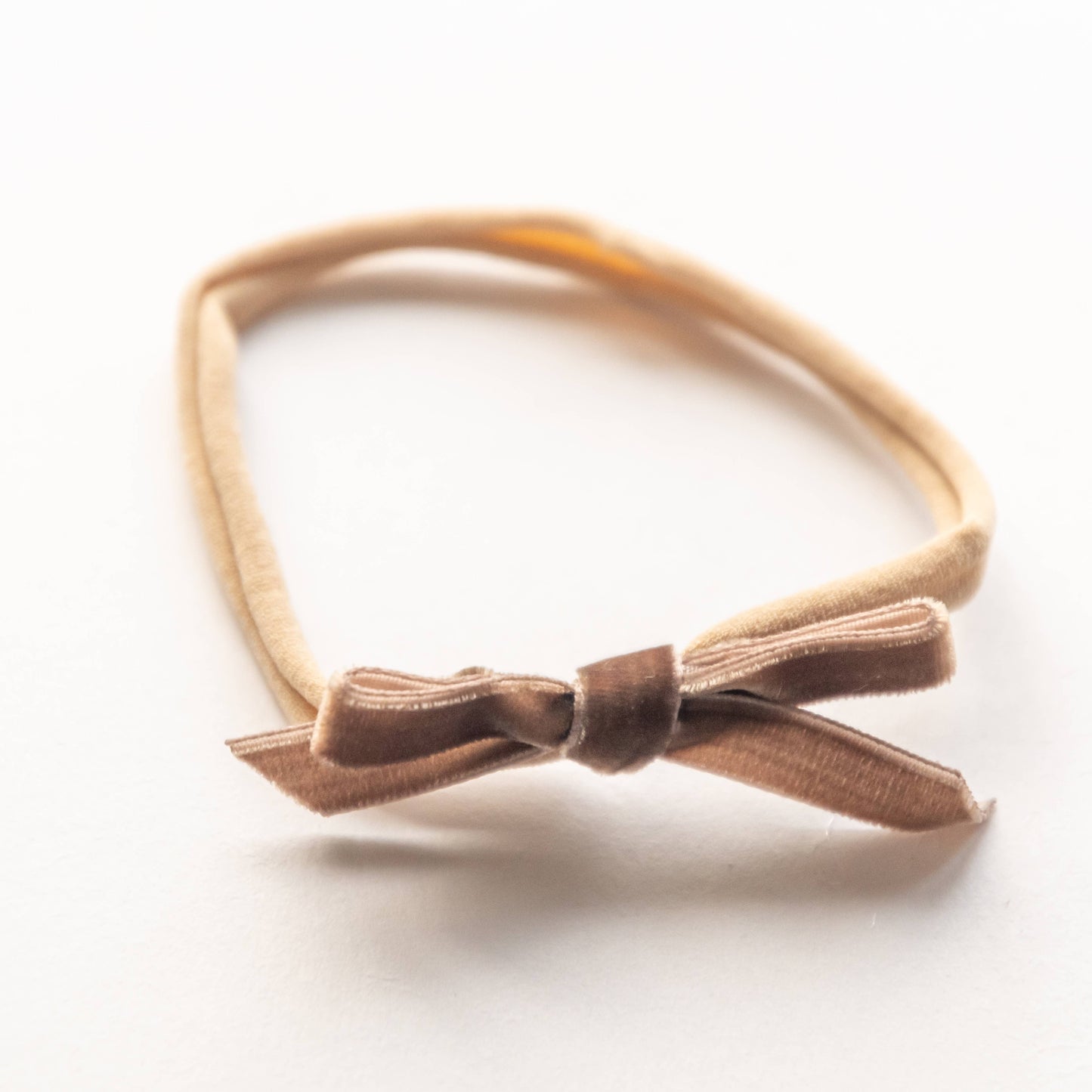 Velvet Bow Elastic Headband | Brown