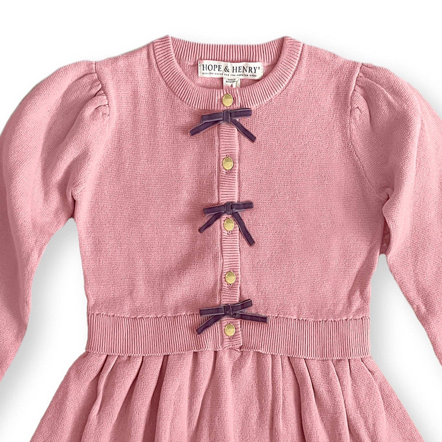 Organic Button Front Sweater Dress: Rose / 5