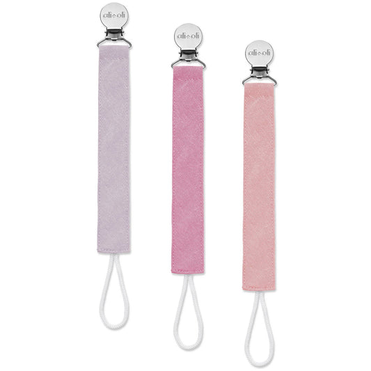 Ali+Oli Linen Pacifier Clips (set of 3)