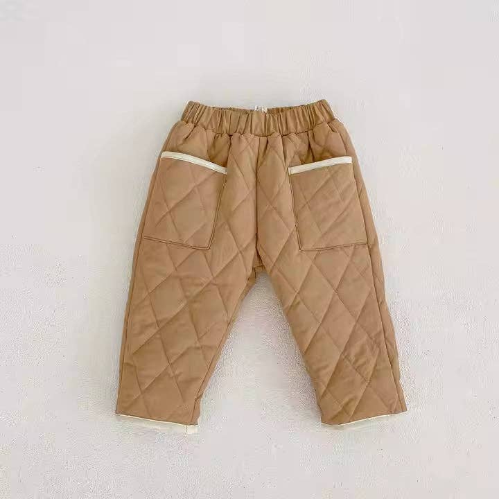 Puffer Quilt Pants - Khaki: 12-18 Months