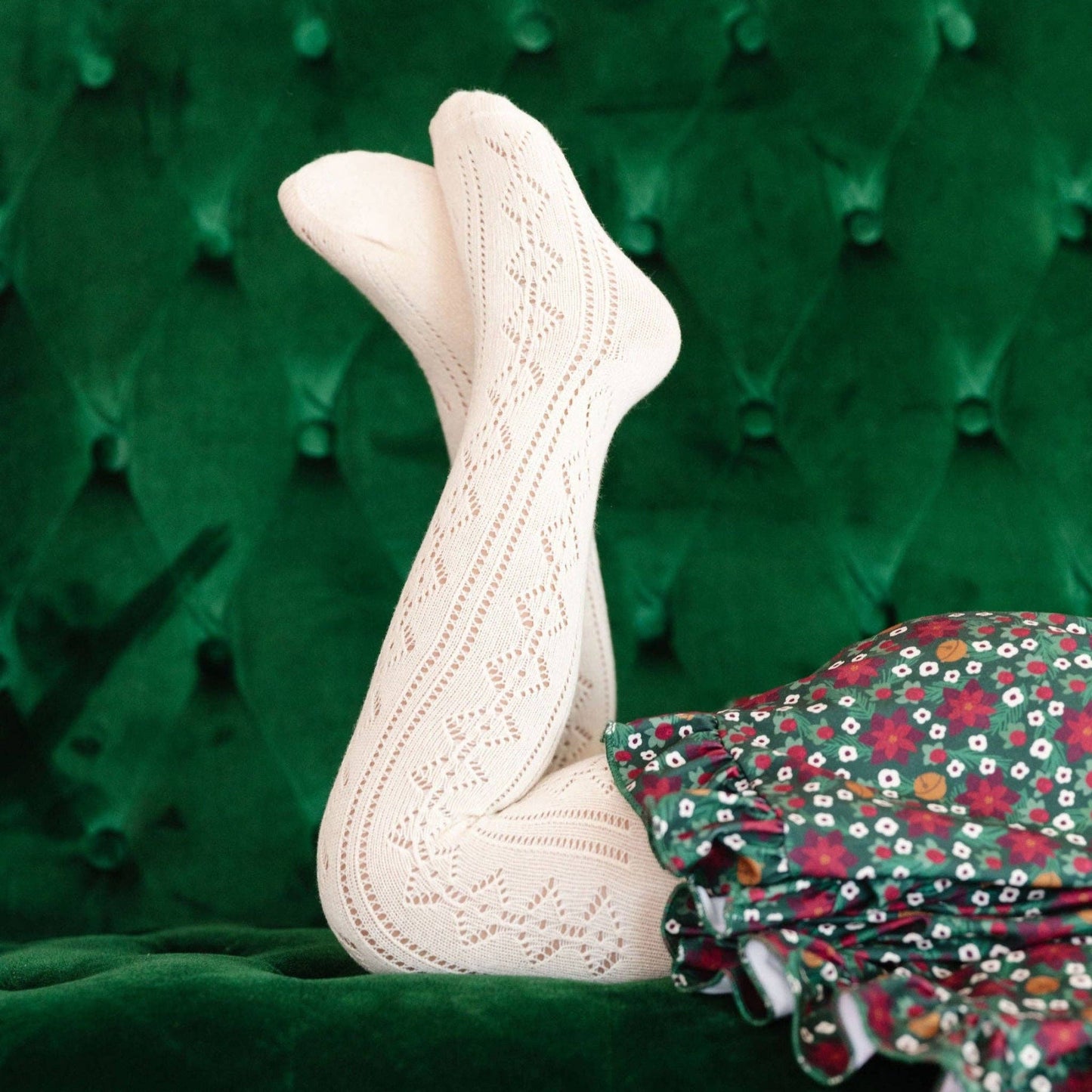 Fancy Knit Tights - Vanilla: 1-2 YEARS