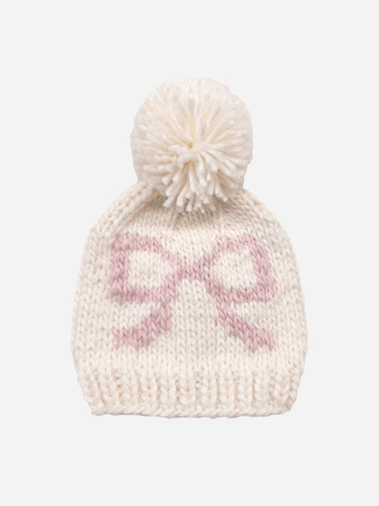 Bow Hat Pink Baby Kid Girl Beanie Fall Winter Accessories: S; 6-24M