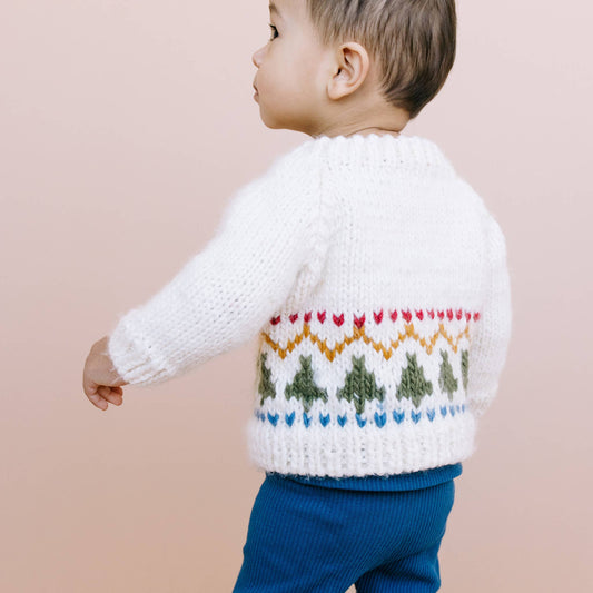 Tree Fair Isle Cardigan | Kid Baby Fall Christmas Sweater: M; 2-3Y