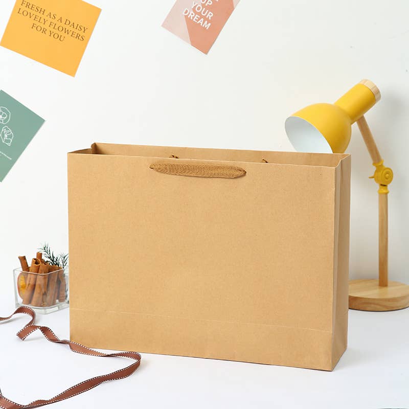 Horizontal Brown Thick Kraft Paper Gift Bag w/ free tissue: B3