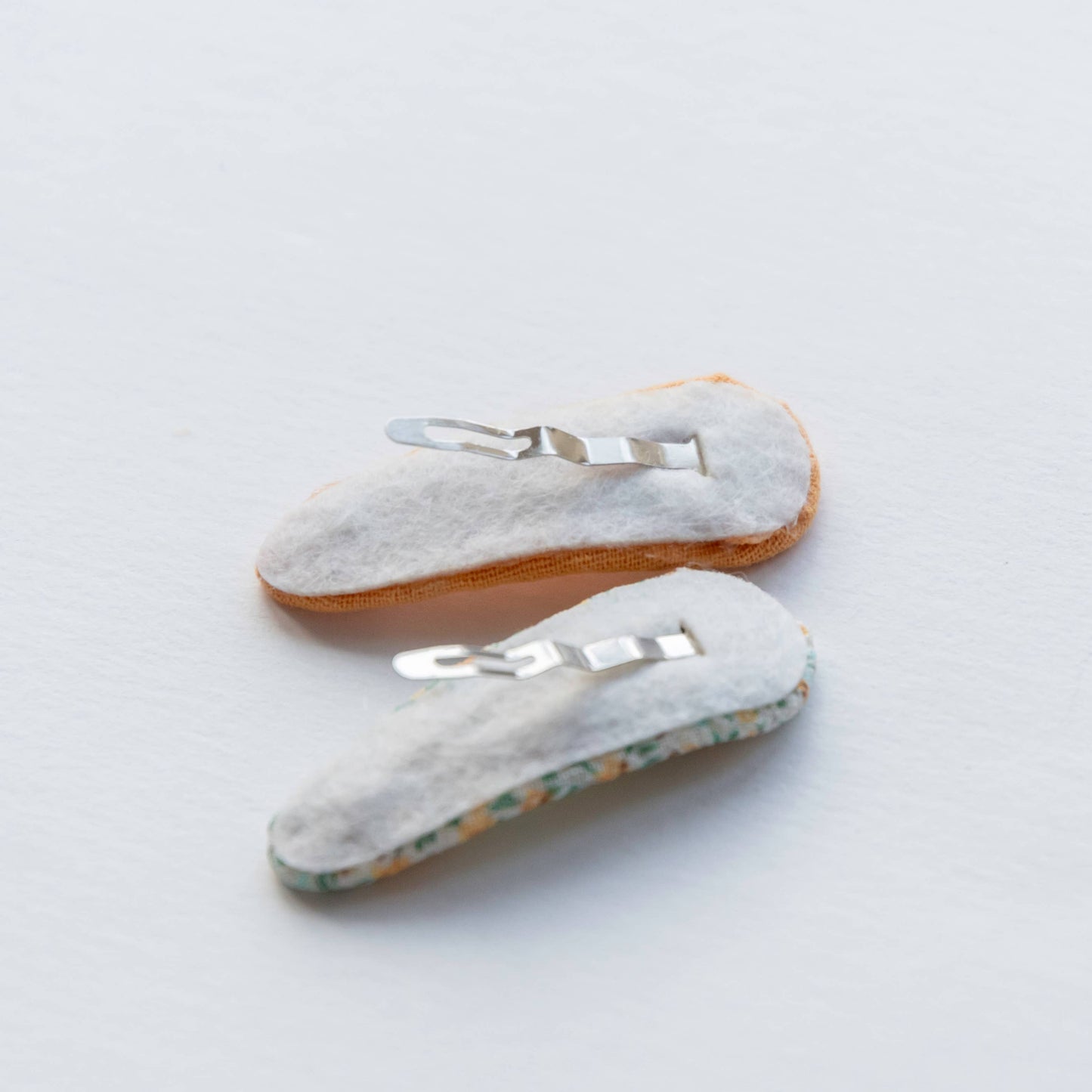 Triangle Embroidered Floral Snap Hair Clips | Yellow