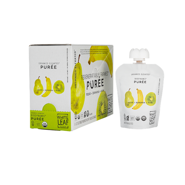 Organic Regenerative Pear+Banana+Kiwi Puree: 24 (90g) pouches