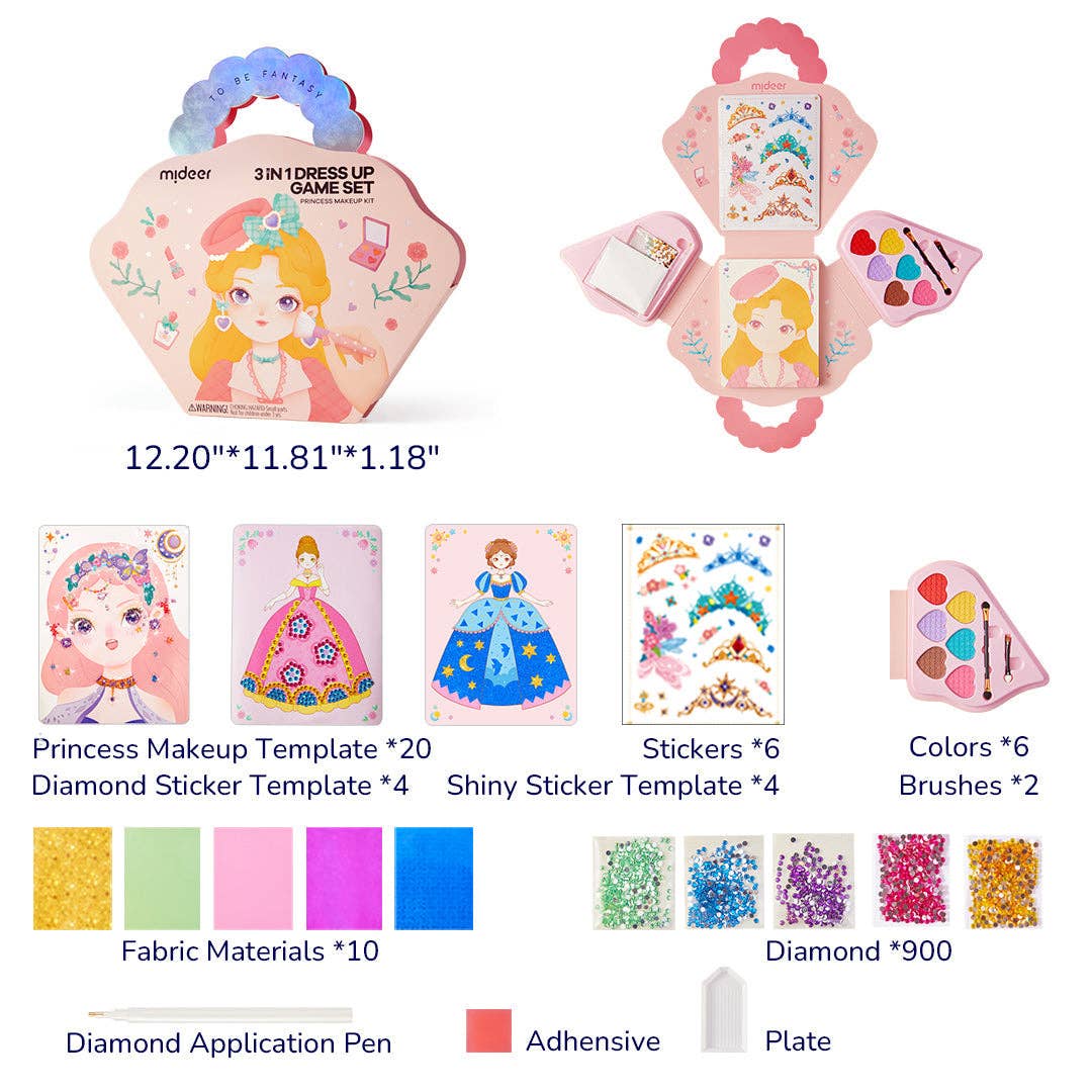 3-in-1 Dress Up Game Set: Princess Fantasy Makeup
