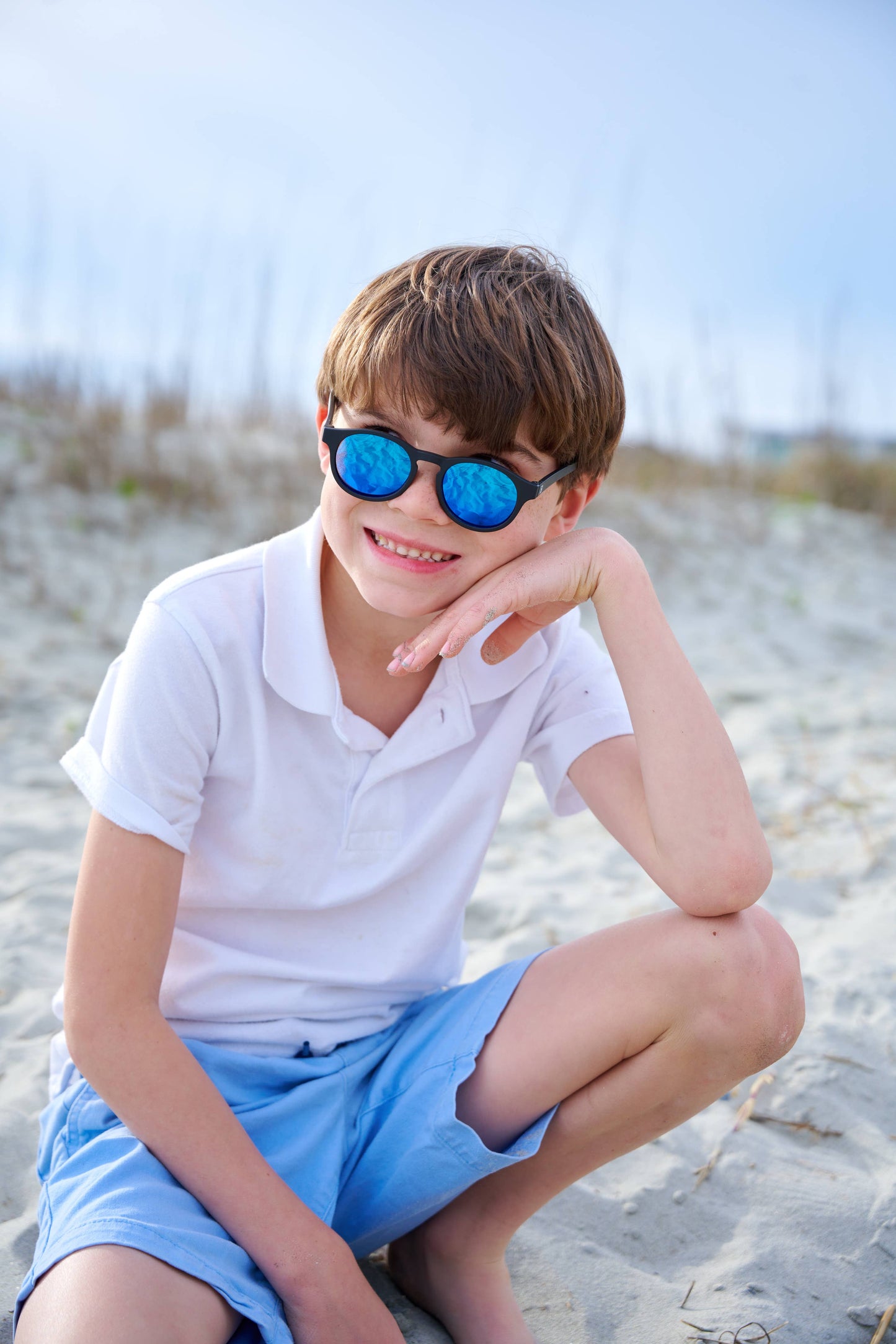 Jet Black w/ Cobalt Blue Lens Polarized Keyhole Sunglasses