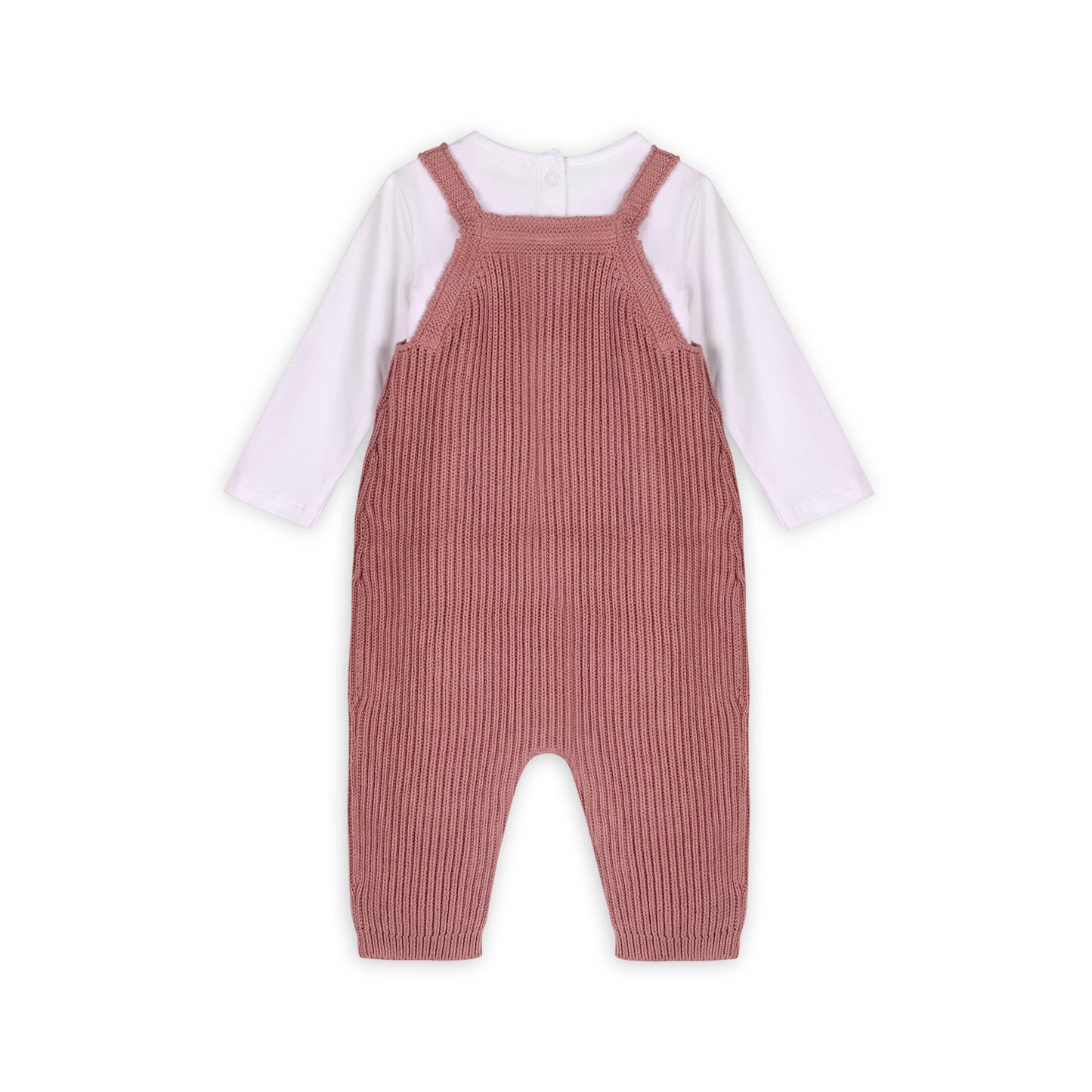 Sweet Bow Embroidered Sweater Knit Baby Jumpsuit (Organic): Vintage Rose / 12-18M