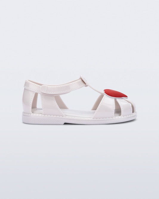 Mini Melissa Hip Heart Baby Ballerinas: White/Metalic