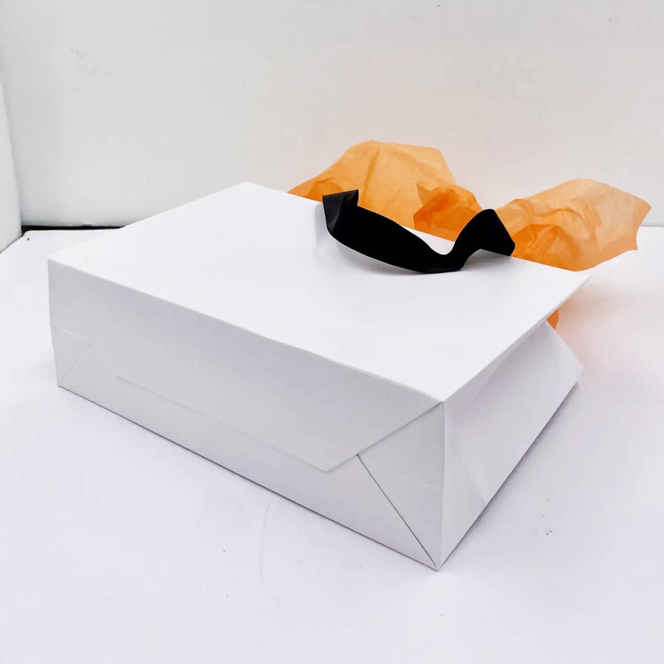 Premium Threaded Rope White Paper Gift Bag w/ free tissue: Medium