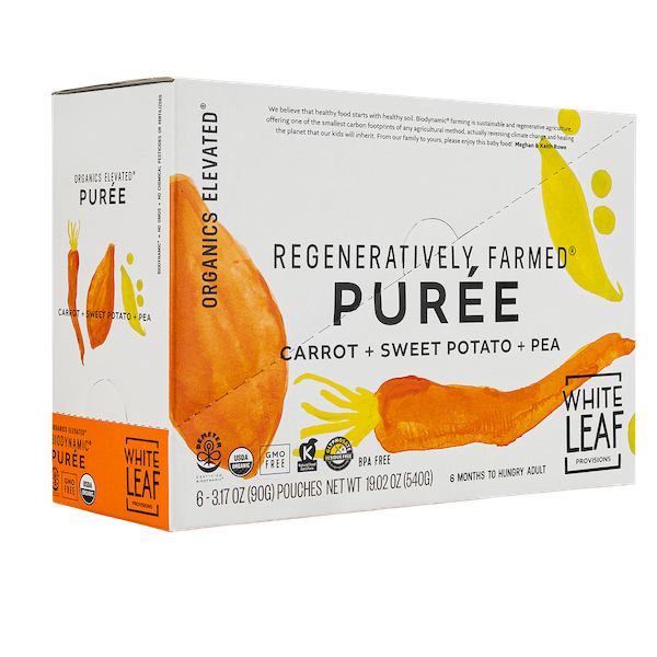 Organic Regenerative Carrot + Sweet Potato + Pea Puree: 24 (90g) pouches