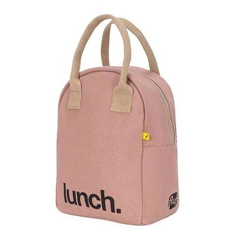 Zipper Lunch Bag - 'Lunch' Mauve/Pink