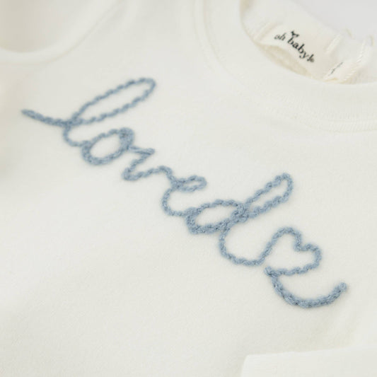 "loved with heart" Fog Embroidered 2pc Set