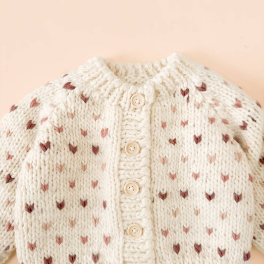 Sawyer Cardigan Mauve Baby Kid Fall Winter Hearts Valentine: Mauve / M 2-3y