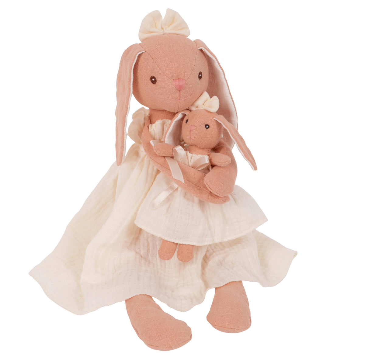 Mom and Baby Bunny Linen Dolls