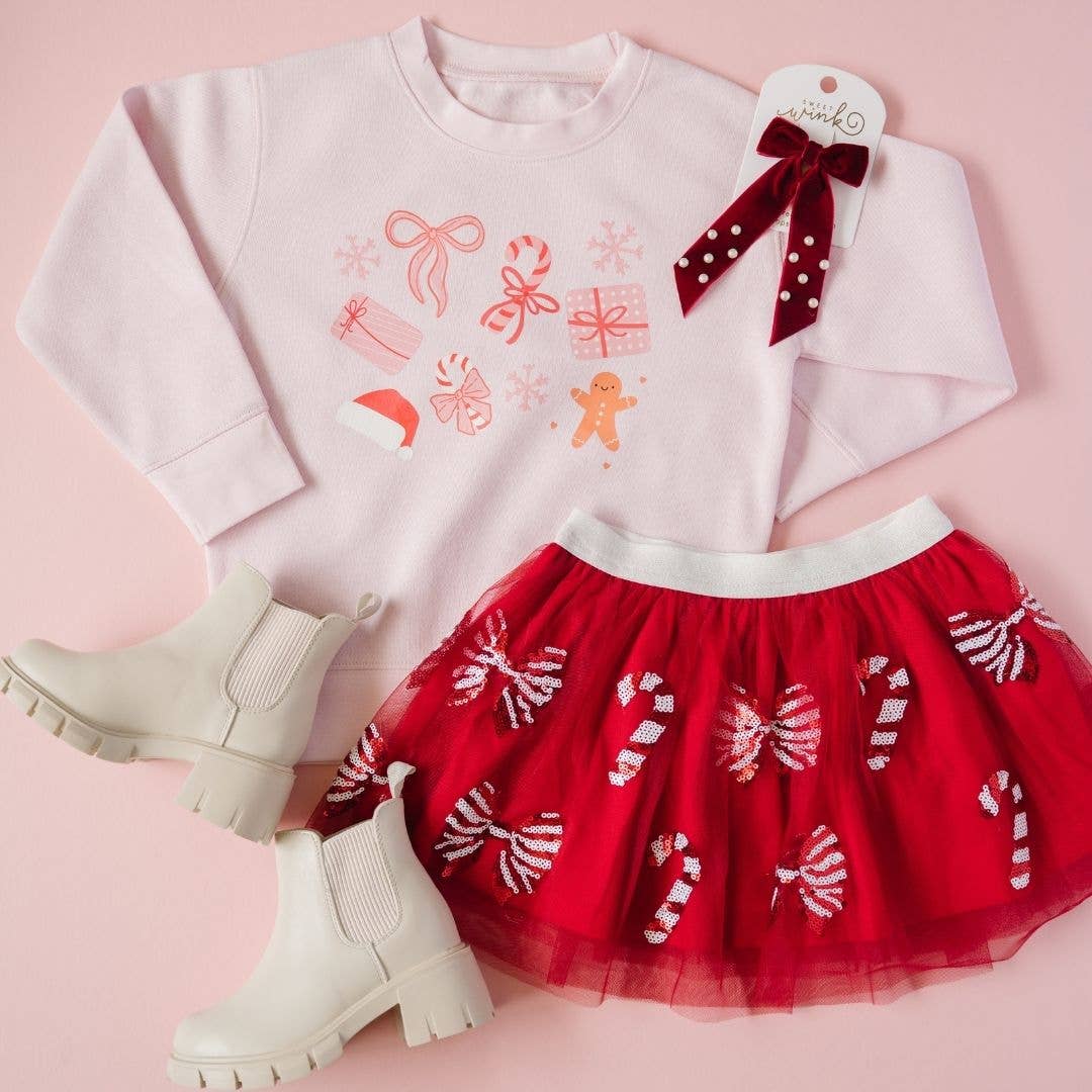 Candy Cane Coquette Sequin Christmas Tutu - Kids Clothing: 2-4Y