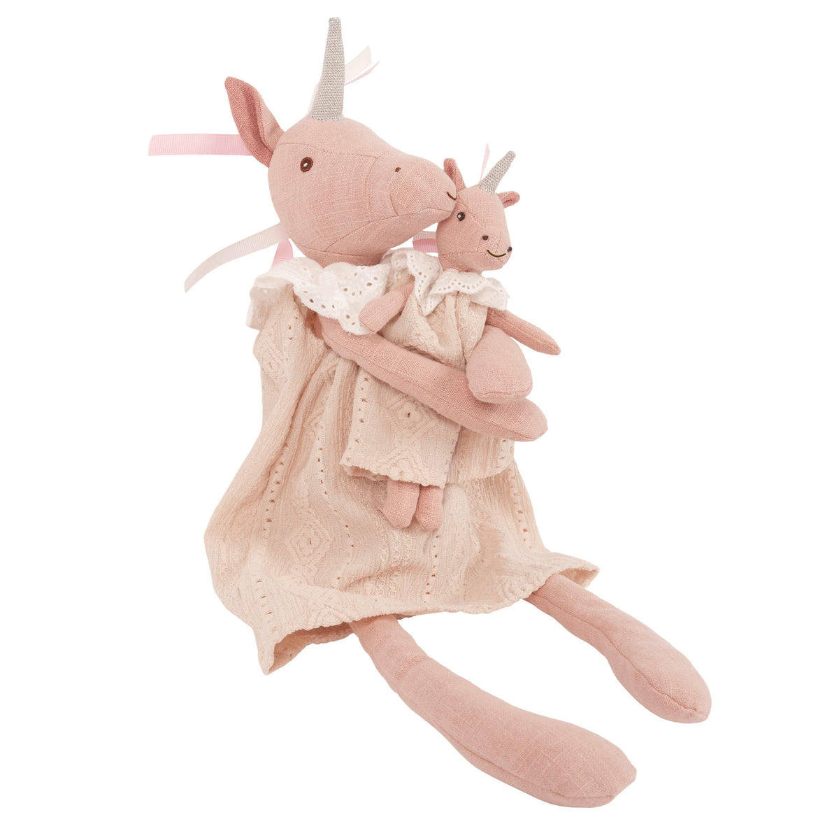 Mom and Baby Unicorn Linen Dolls