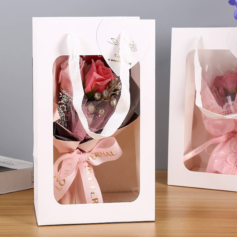 Vertical All White Transparent Window Paper Gift Bag: Large