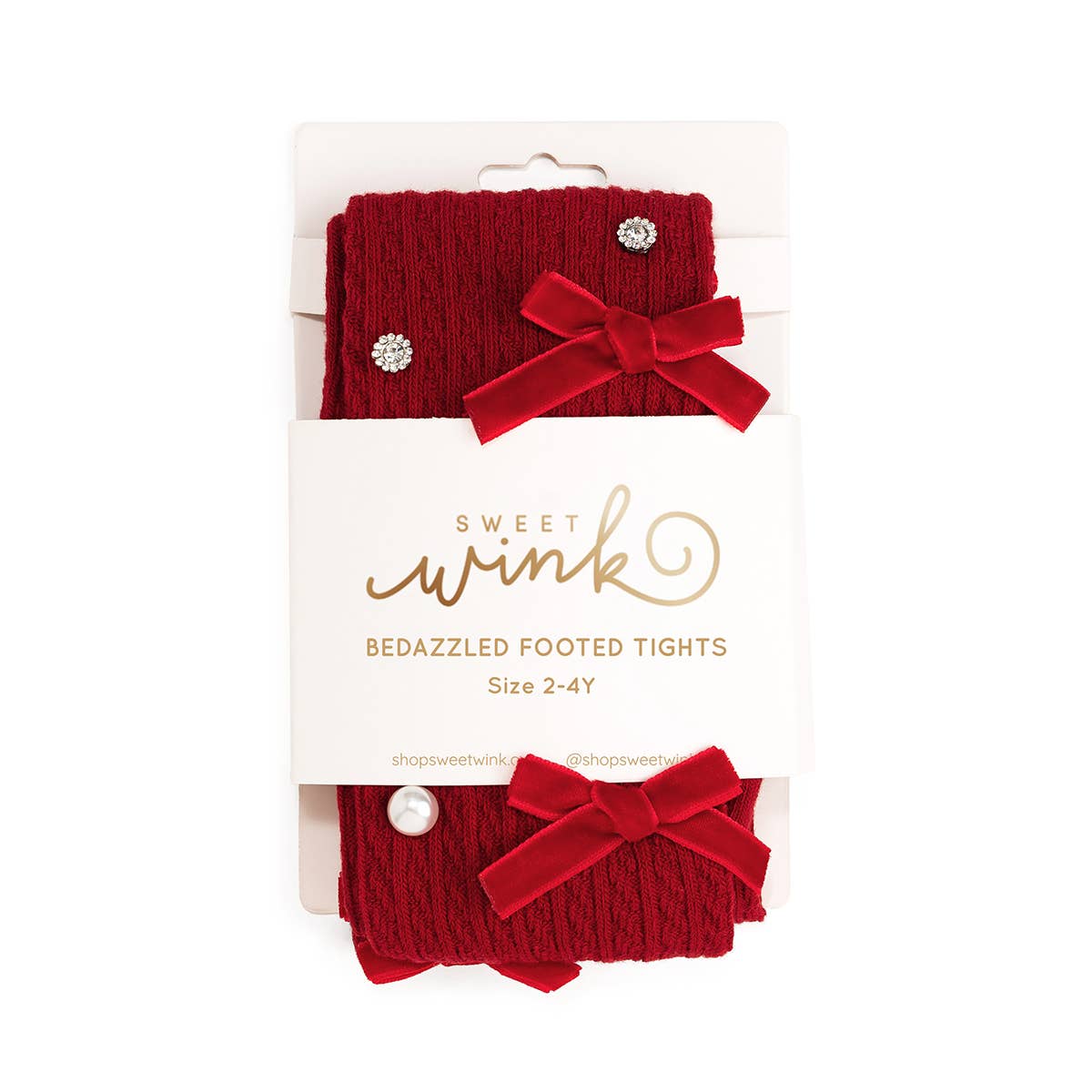 Ruby Red Bedazzled Tights - Holiday Accessories: 4-6Y