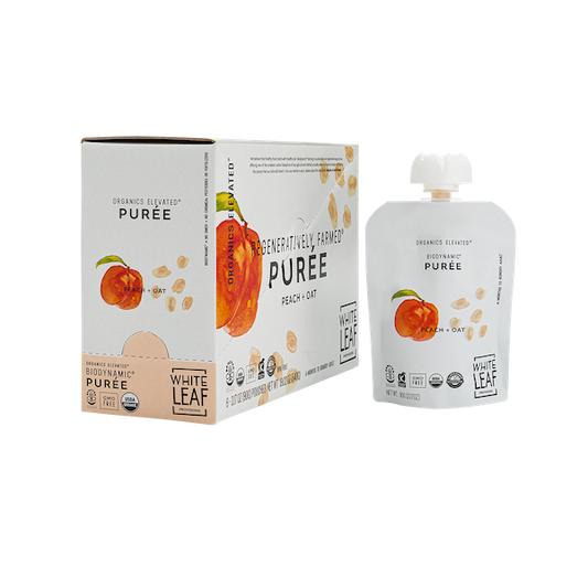 Organic Regenerative Peach+Oat Puree: 24 (90g) pouches