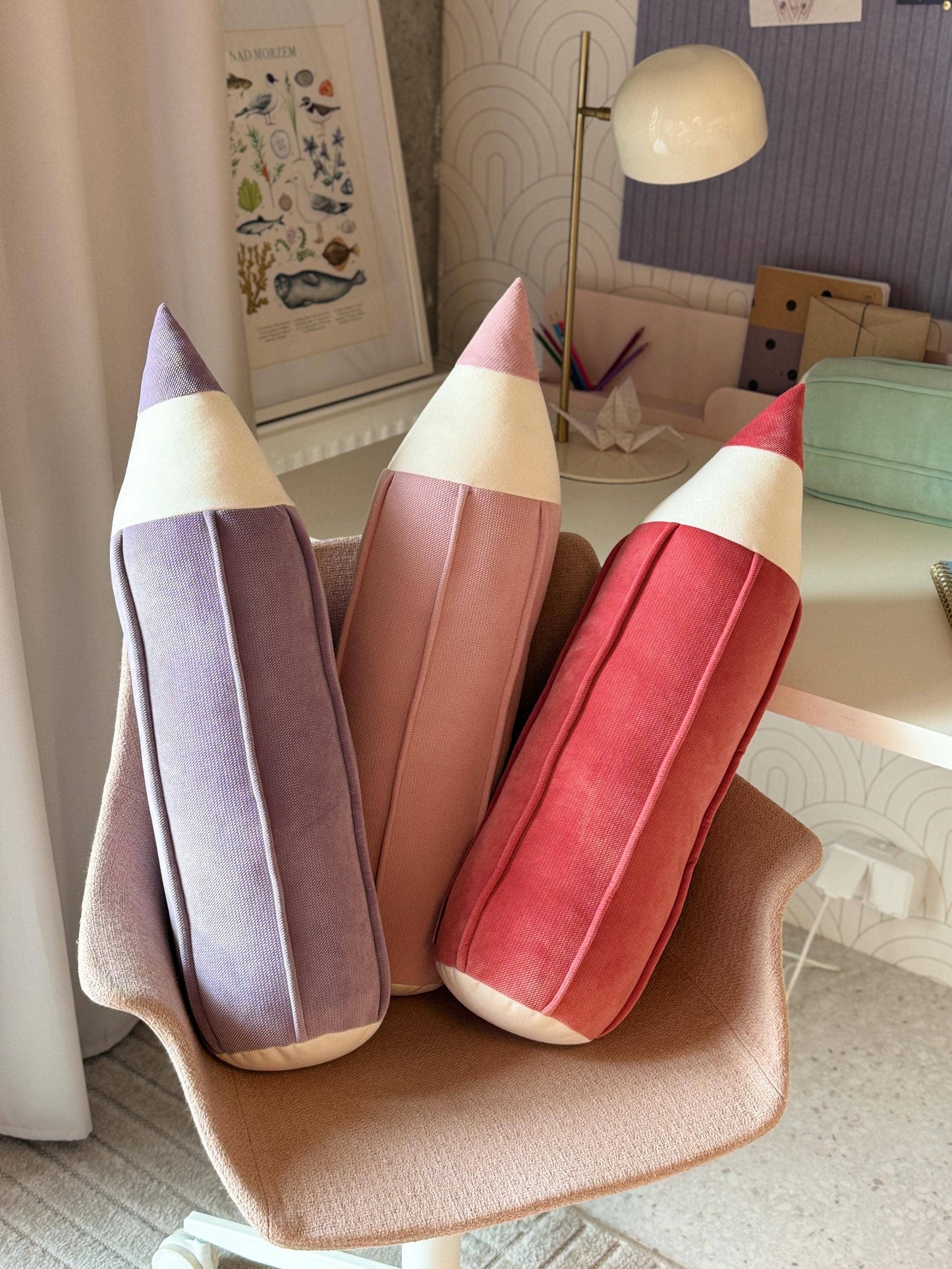 Crayon velvet pillow “Coral"