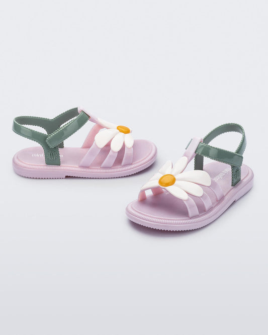 Mini Melissa Hip Bloomy Baby Sandals: Metallic Pink/Green