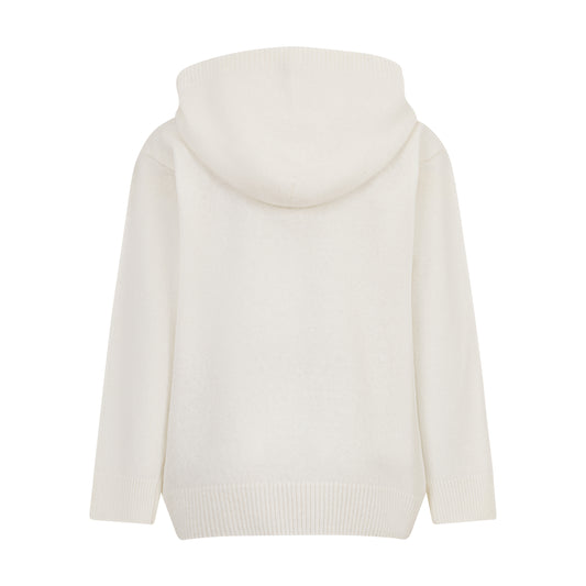 Boy Long Sleeves Knit Hoodie With Text Logo