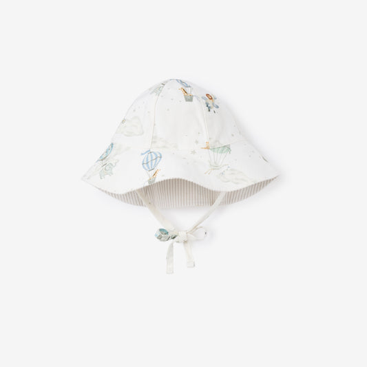 Dreamscape Oxford & Grey Seersucker Reversible Sun Hat - BLUE