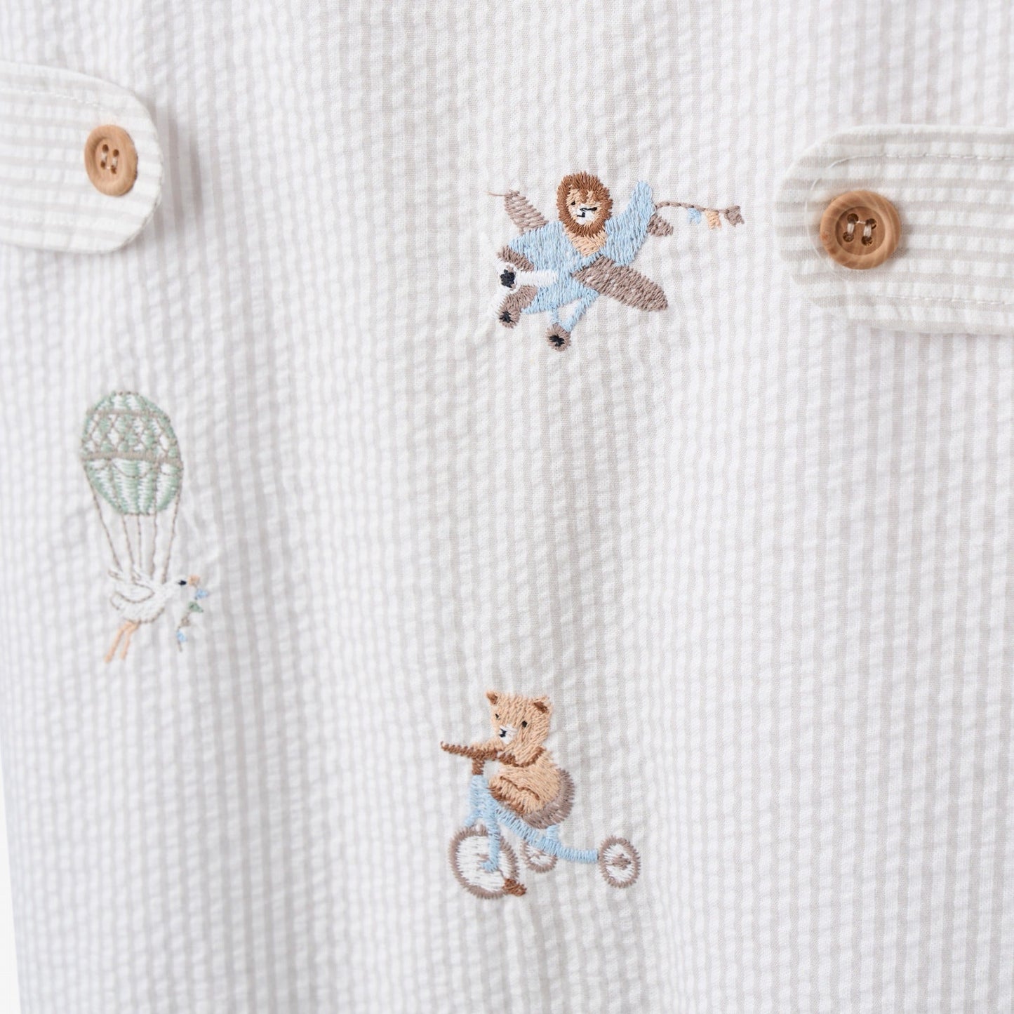 Dreamscape Embroidered Grey Seersucker Jon Jon - GRAY