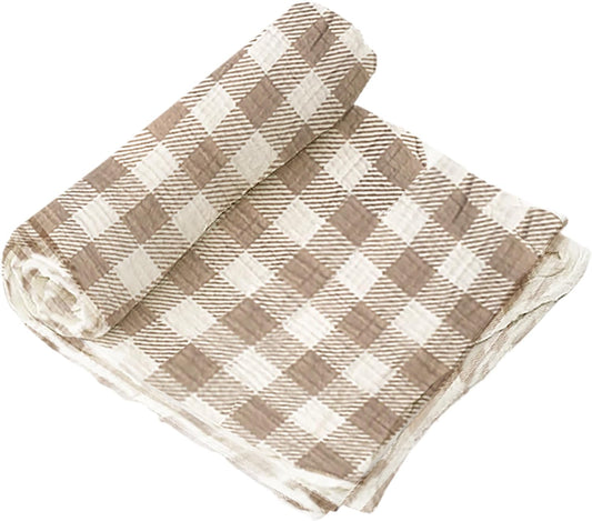 Gingham Bear Swaddle & Rattle Gift Set