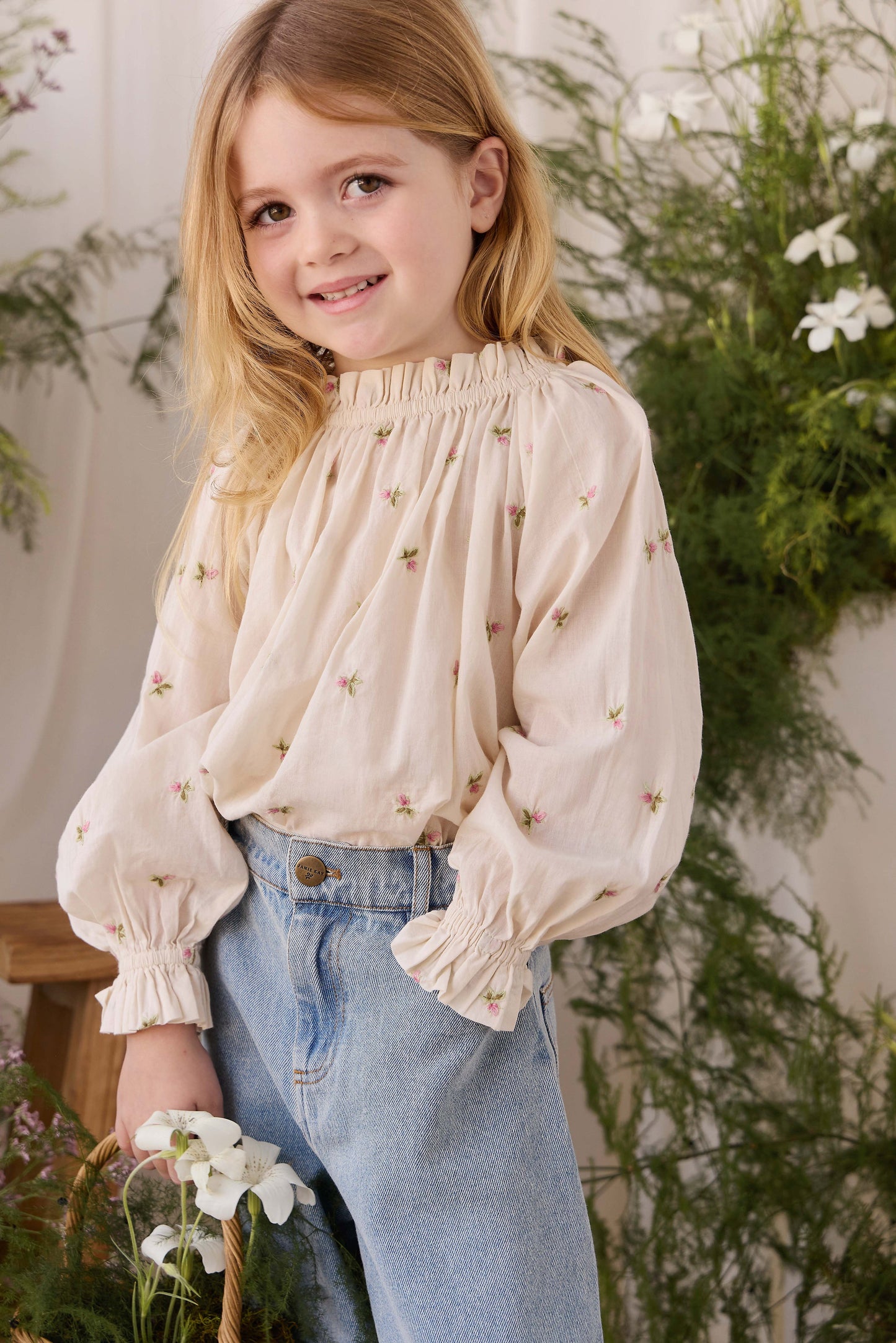Organic Cotton Acacia Blouse - Rosebud Egret