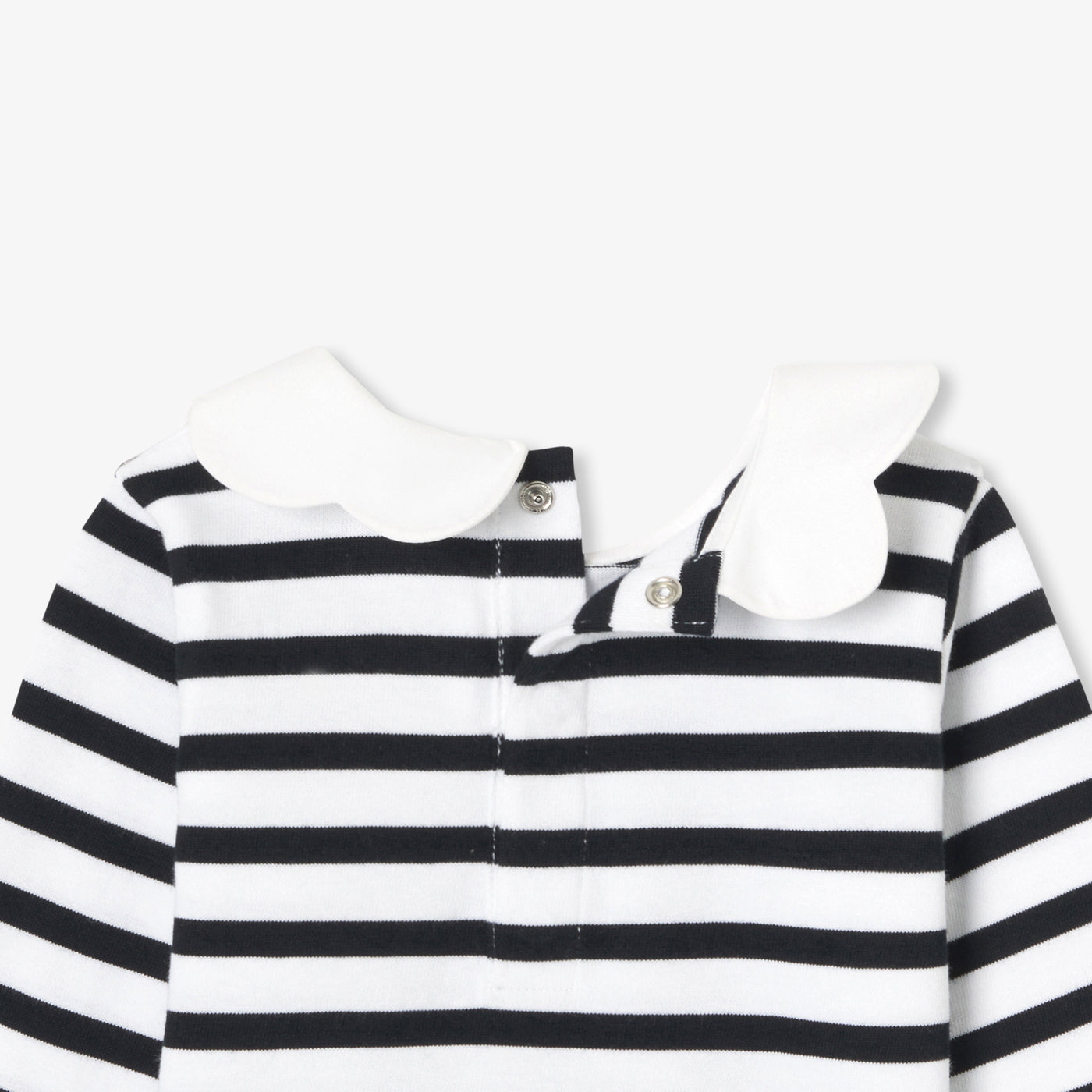 Baby Girl Breton Tee - White/Navy