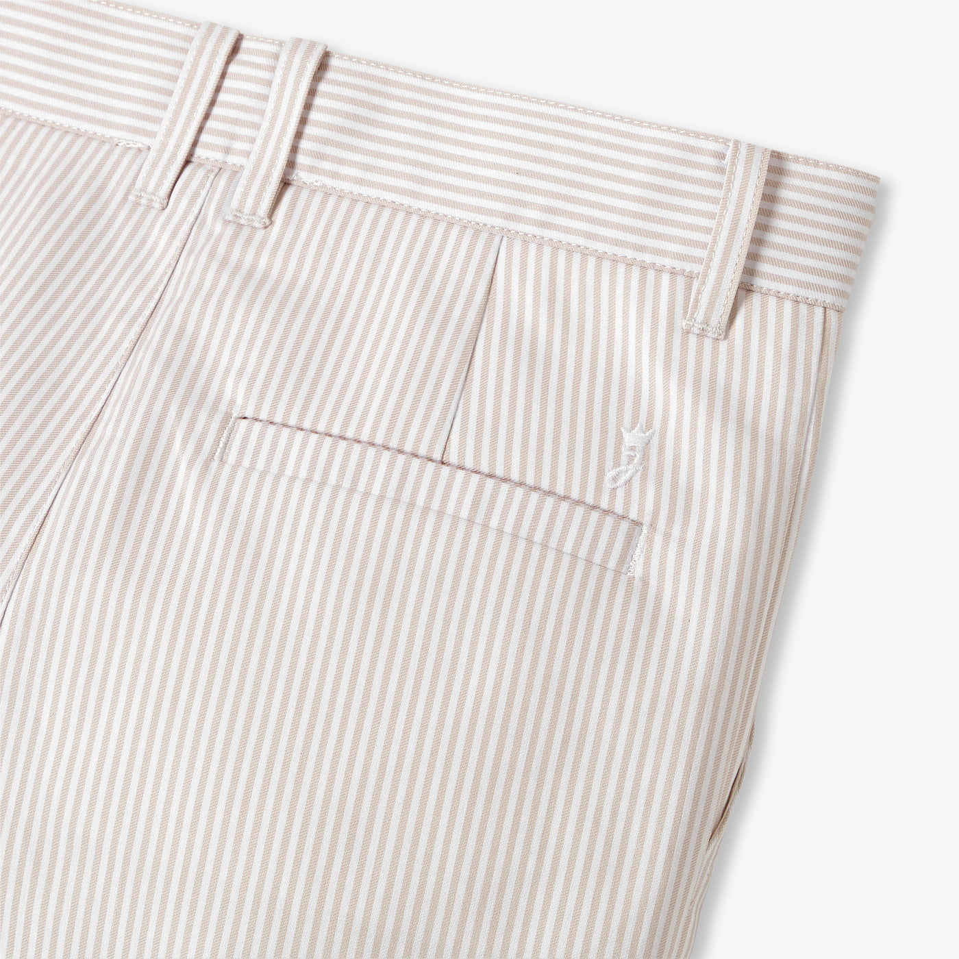 Boys' Striped Twill Bermuda Shorts - White/Beige