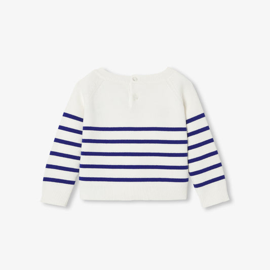 Baby Girl Cotton Sailor Top - White/Blue