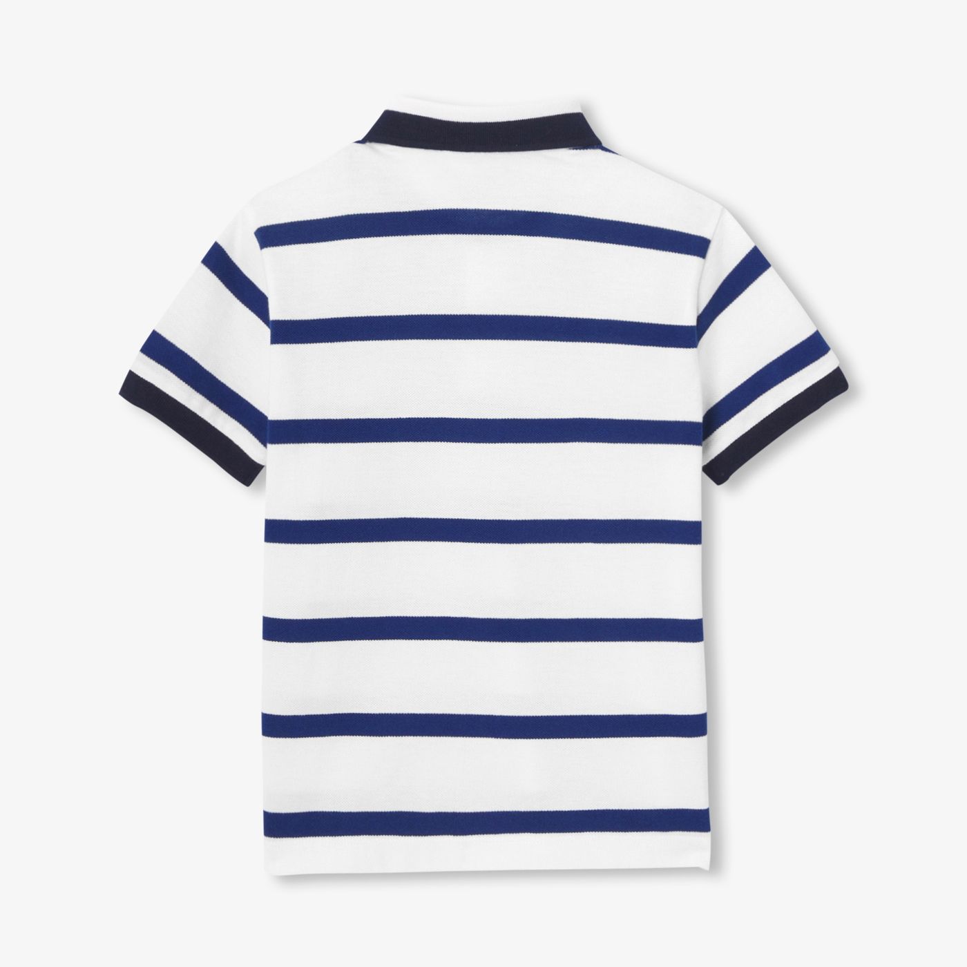 Boy Striped Cotton Piqué Polo Shirt - Off-White/Navy