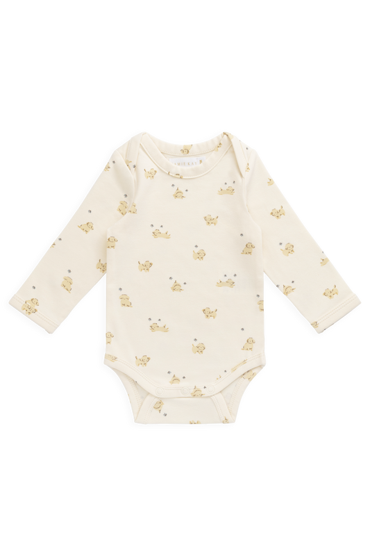 Organic Cotton Cassius Long Sleeve Bodysuit - Playful Honey