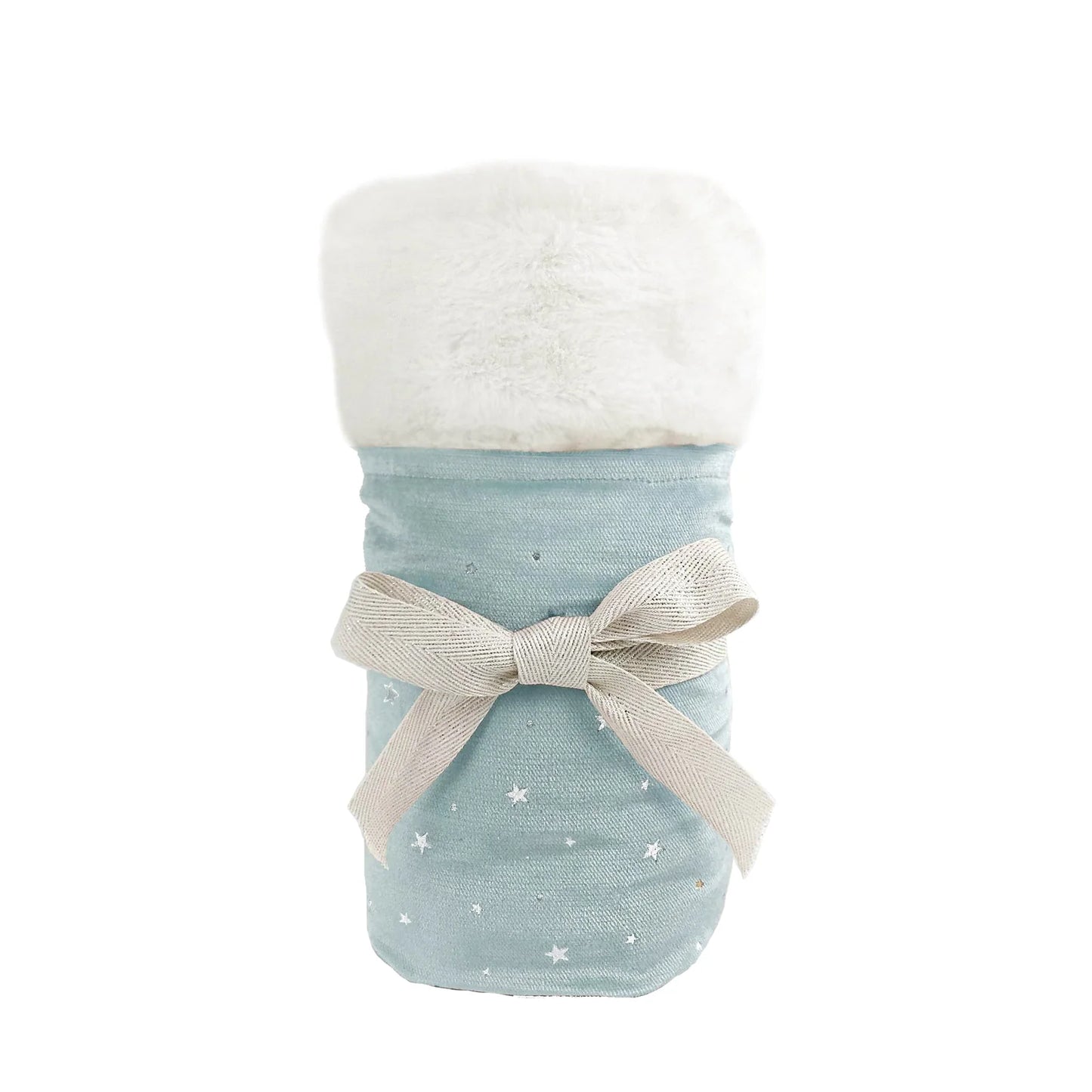Celestial Velvet and Faux Fur Baby Blanket-Ice Blue