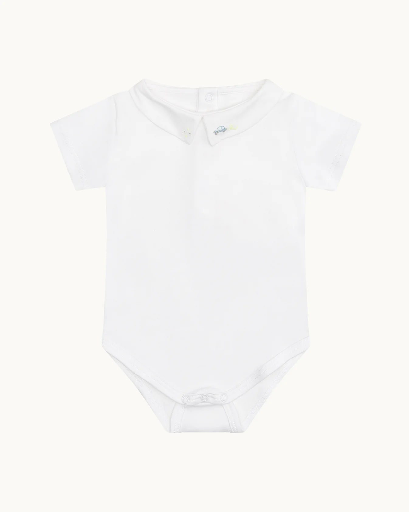 ETHAN - EMBROIDERED POINTY COLLAR ONESIE - CAR