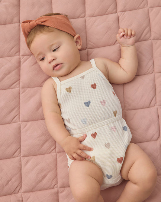 Waffle Cinch Romper Confetti Hearts