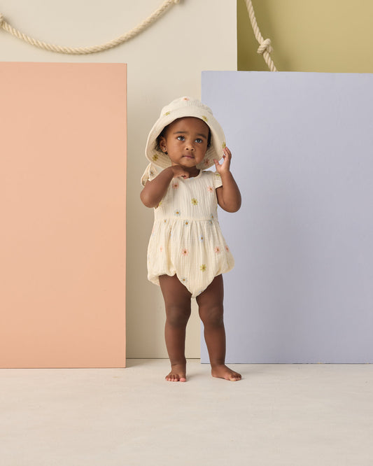 Amelia Romper - Embroidered Daisies