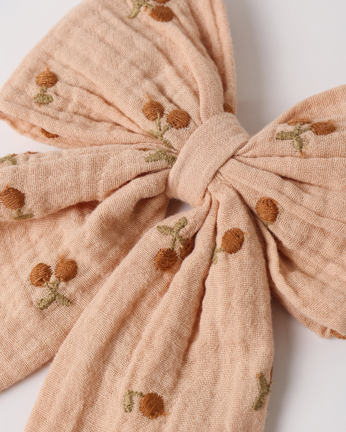Oversized Bow - Cherry Embroidery