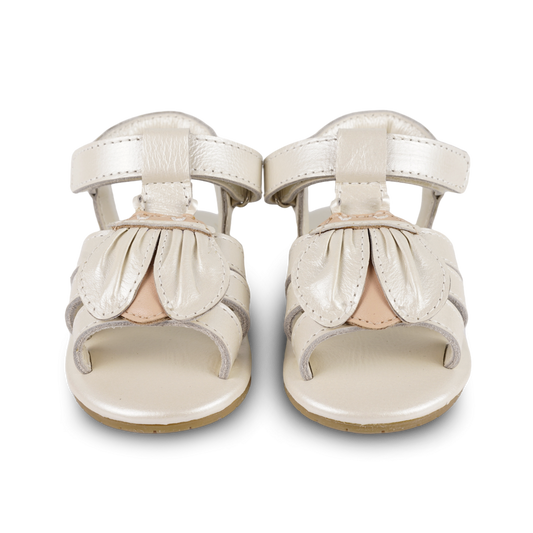 Tuti Sky Sandals | Golden Beetle | Off White Metallic Leather