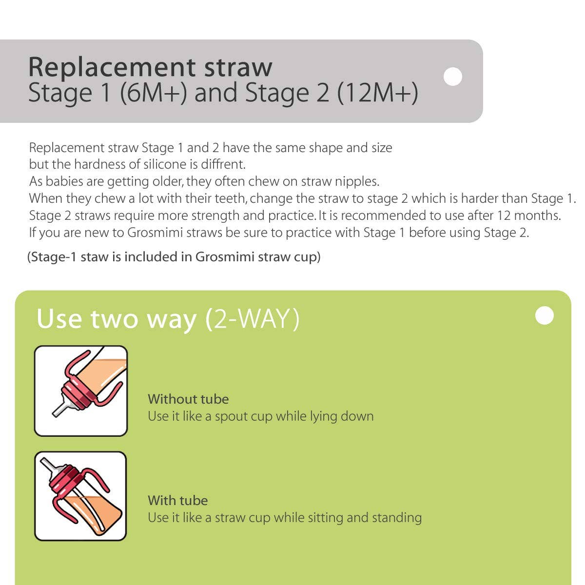 Grosmimi Replacement Straw Kit Stage 1 (6M+)