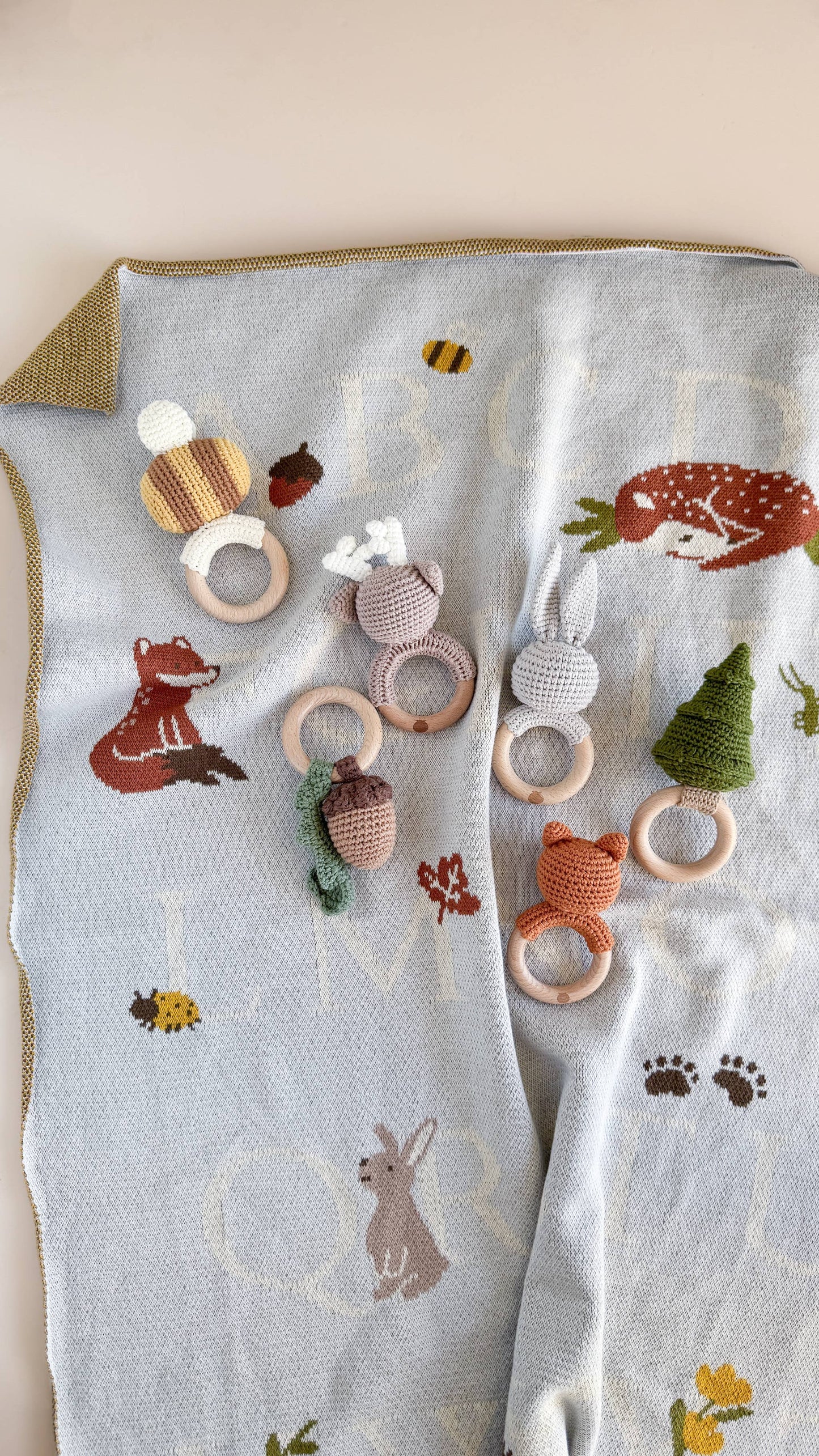 Teether Tree Cotton Crochet Rattle Fall Christmas Forest: Immediate