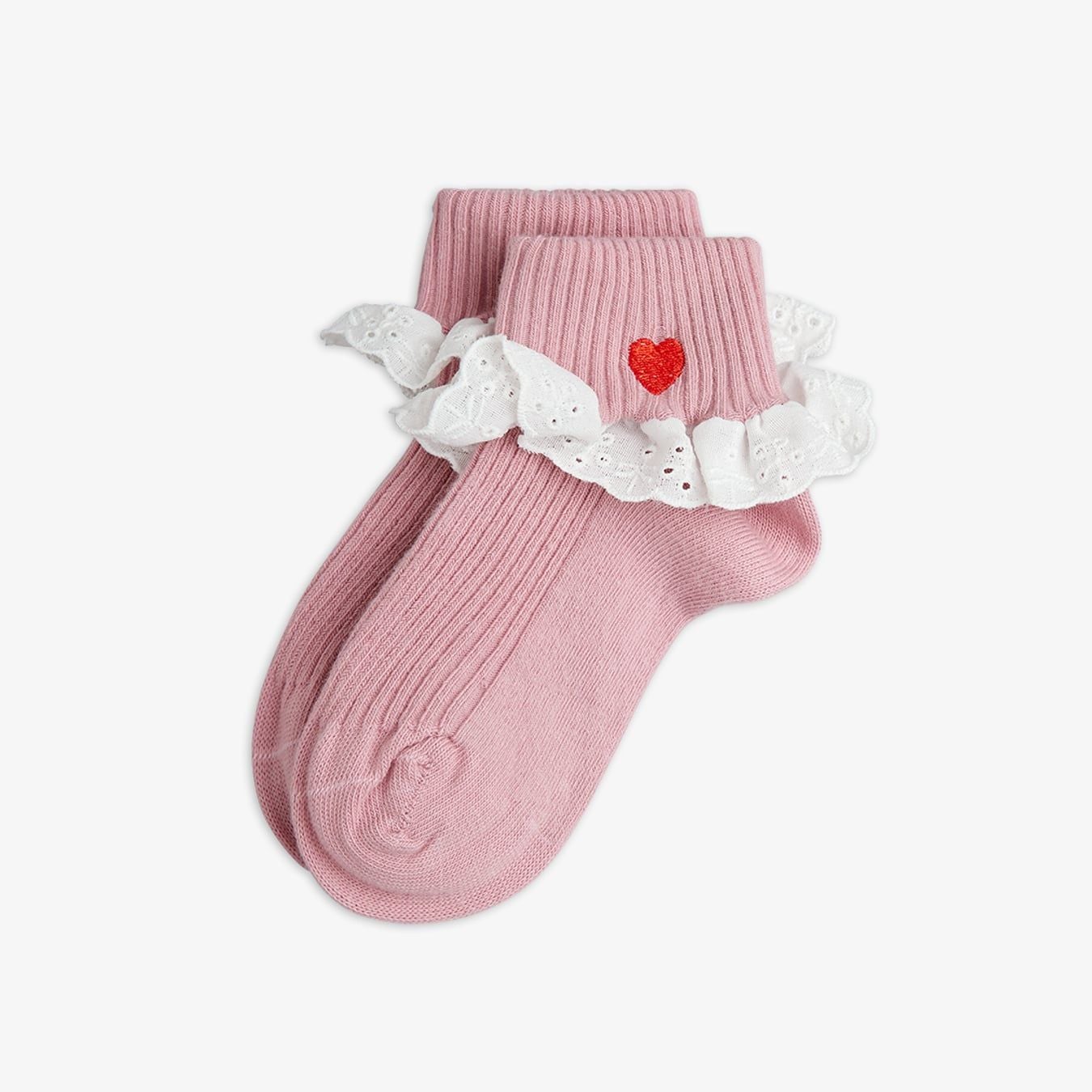 Heart lace 1-pack socks - Pink